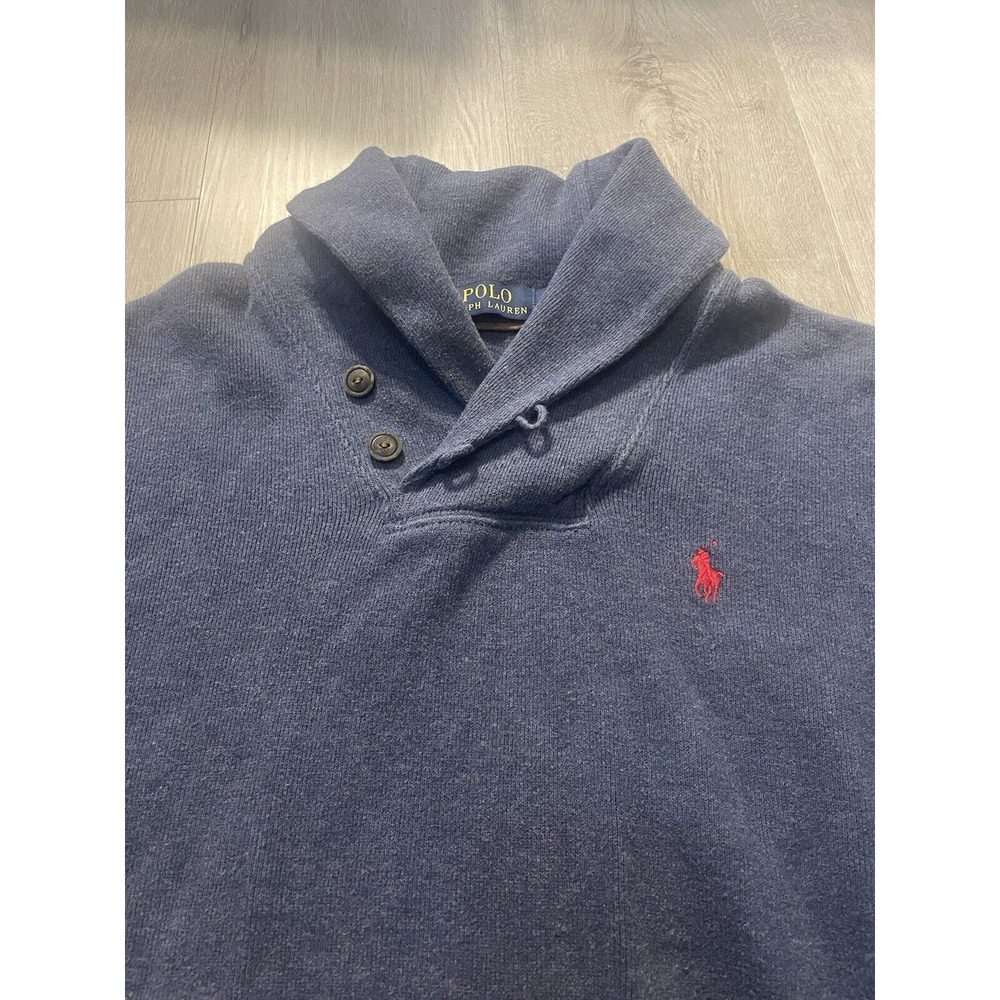 POLO RALPH LAUREN Men Funnel Neck Jumper Pullover Sweater Size M Blue - Picture 1 of 10
